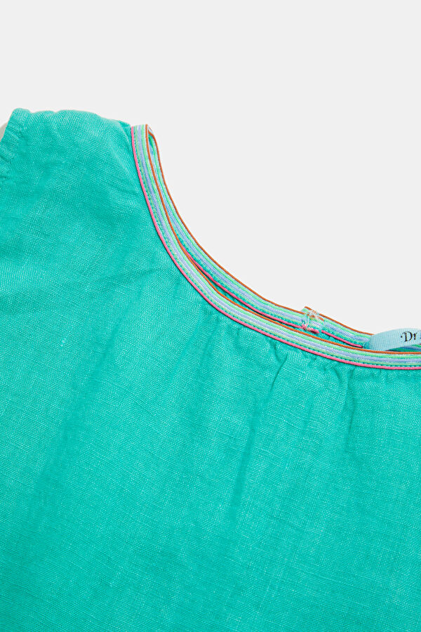 Green Patterned Strappy Women's Blouse 3