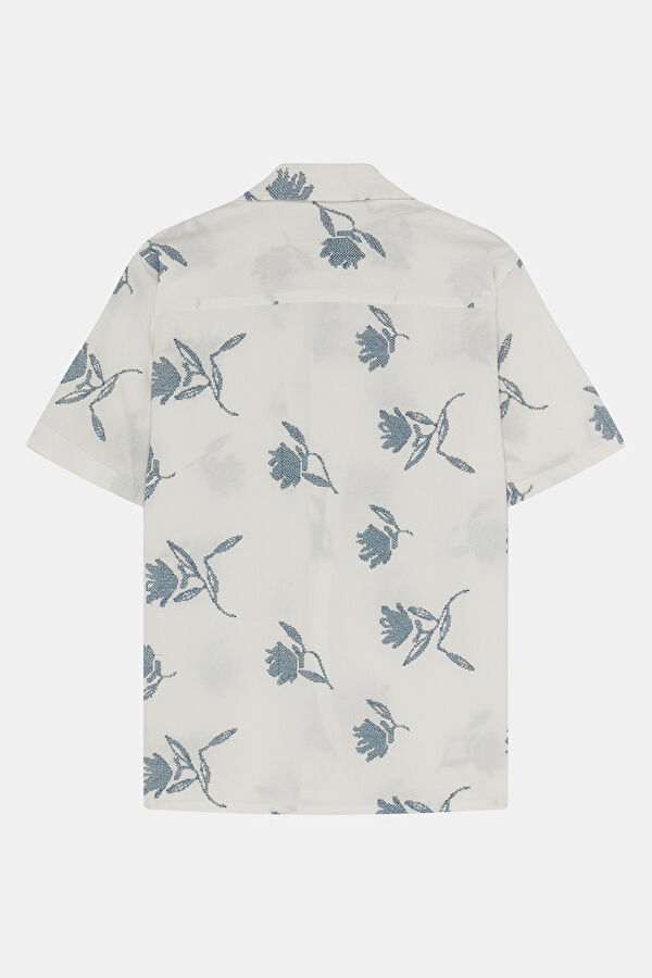 Cream Patterned Men's Shirt 2