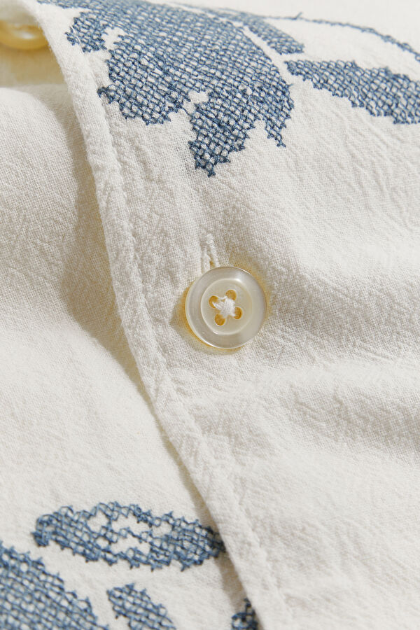 Cream Patterned Men's Shirt 4