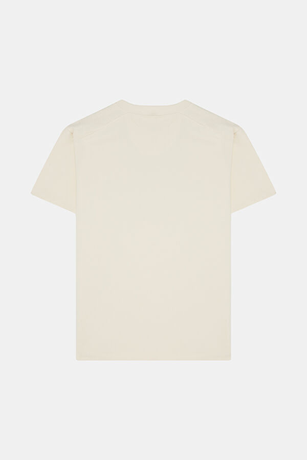Ekru Bisiklet Yaka Baskılı Erkek T-Shirt 2