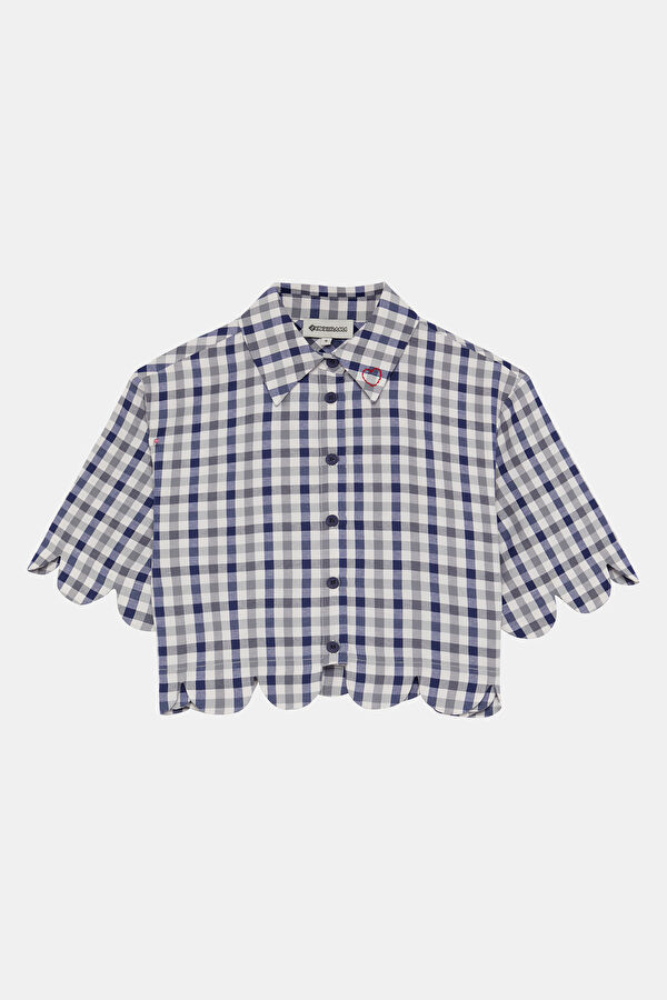 Navy Blue Plaid Women's Shirt 3