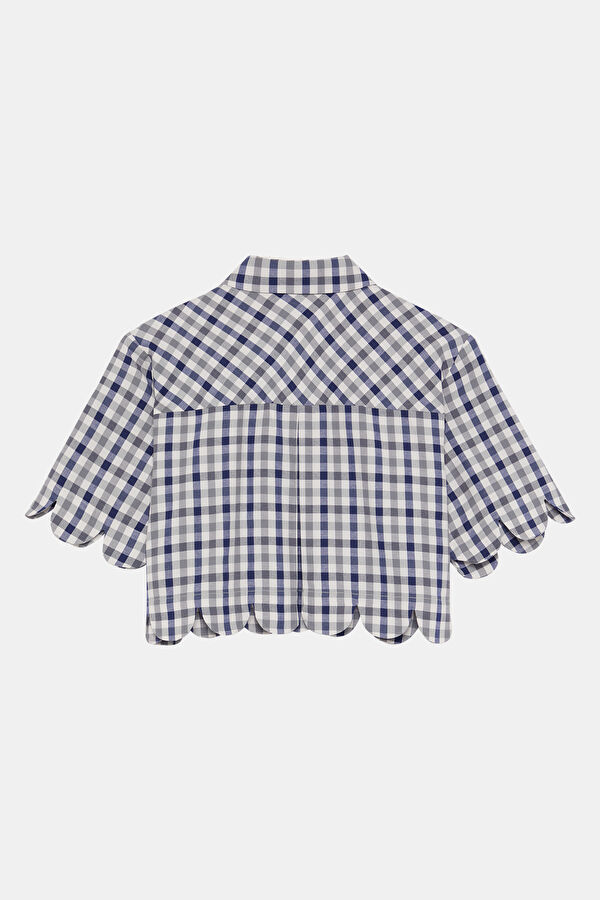 Navy Blue Plaid Women's Shirt 4