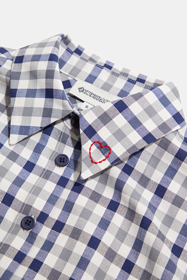 Navy Blue Plaid Women's Shirt 5