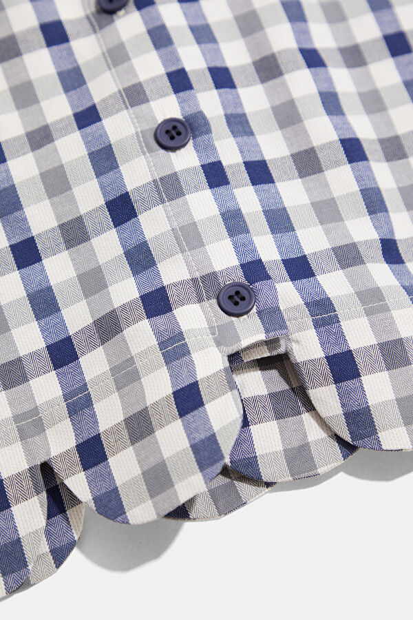 Navy Blue Plaid Women's Shirt 6