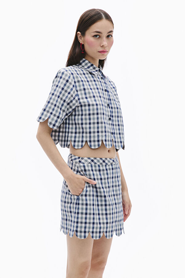 Navy Blue Plaid Women's Shirt