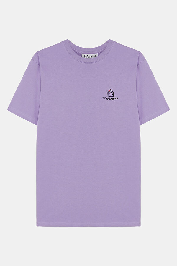 Relax Pattern Lilac Crew Neck Printed T-Shirt 4