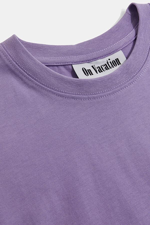 Relax Pattern Lilac Crew Neck Printed T-Shirt 6