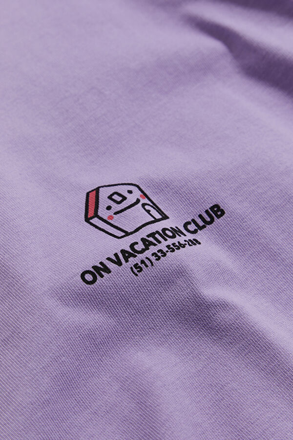Relax Pattern Lilac Crew Neck Printed T-Shirt 7