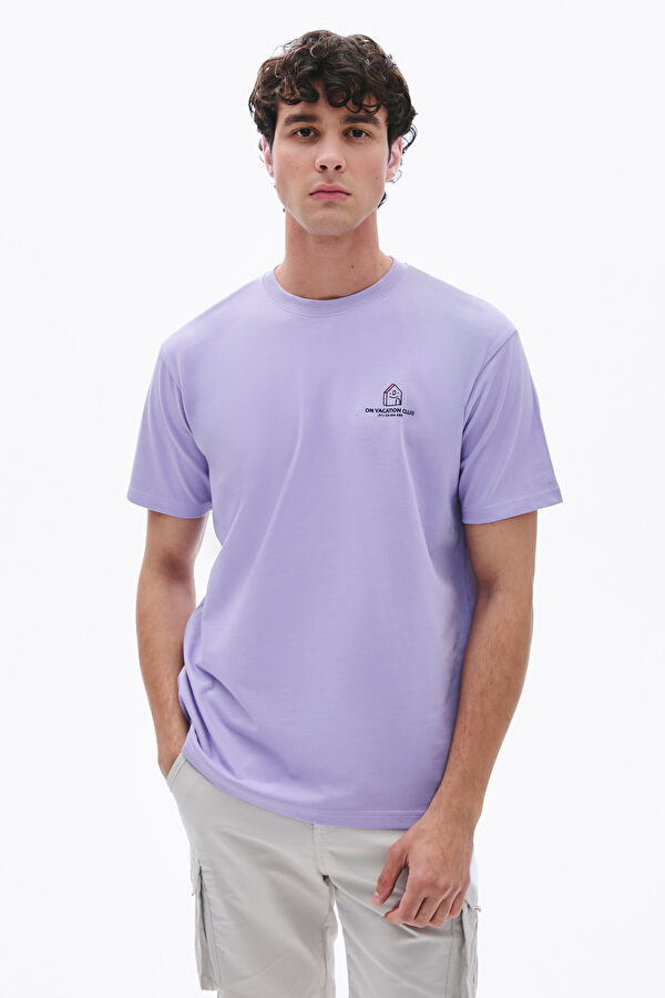 Relax Pattern Lilac Crew Neck Printed T-Shirt