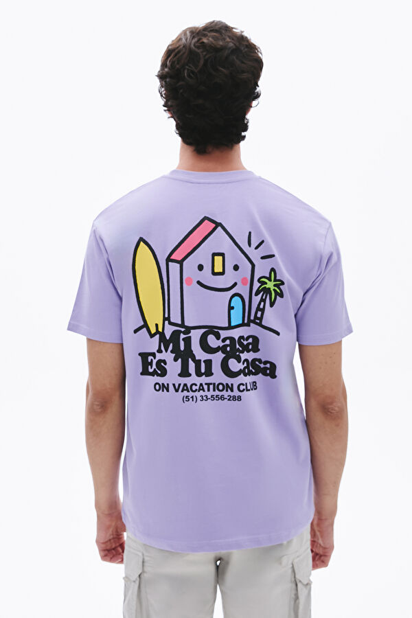 Relax Pattern Lilac Crew Neck Printed T-Shirt 2
