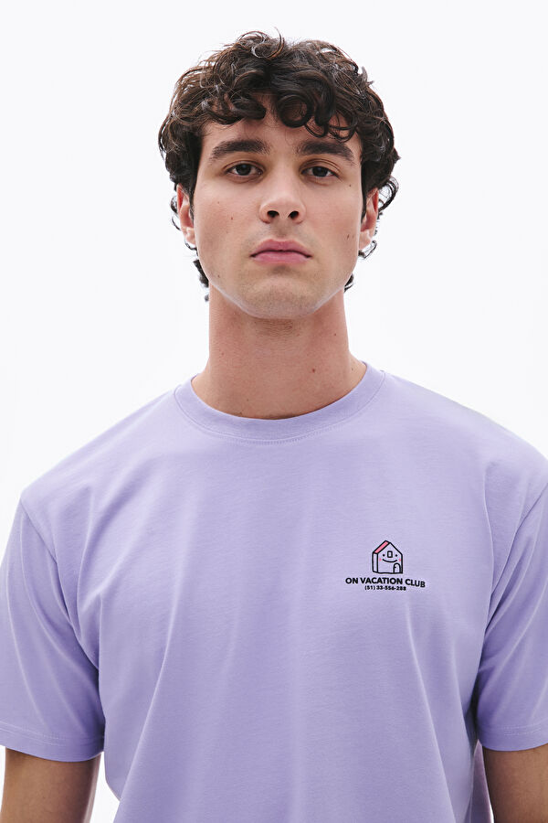 Relax Pattern Lilac Crew Neck Printed T-Shirt 3
