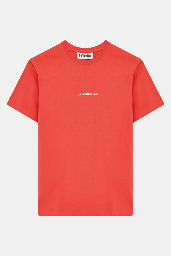 Relax Kalıp Mercan Bisiklet Yaka Baskılı Erkek T-Shirt
