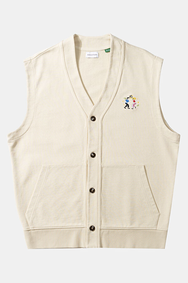 Cream Embroidered Men's Vest