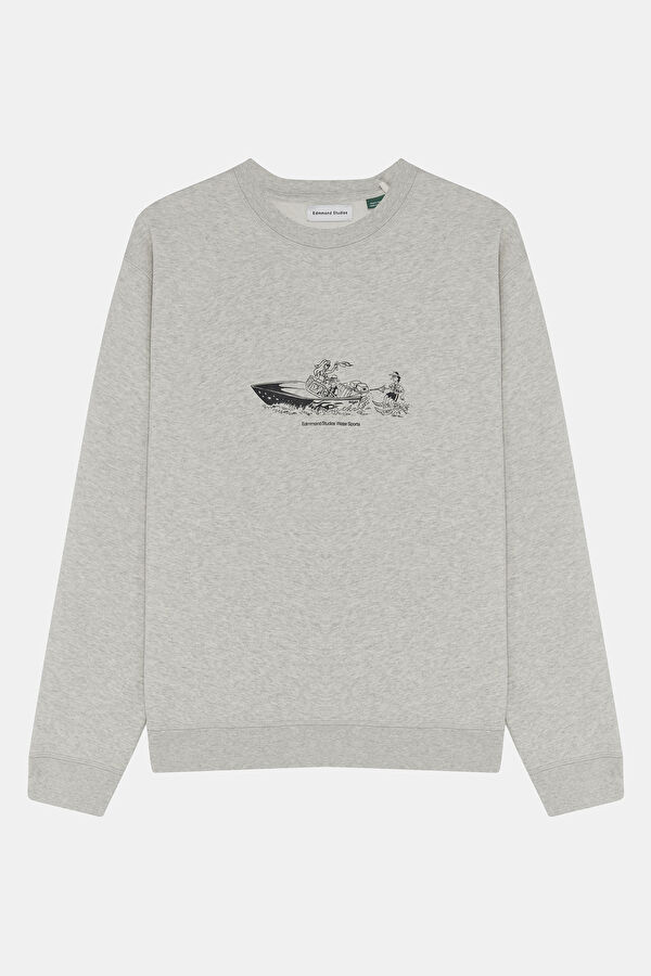 Açık Gri Relax Kalıp Bisiklet Yaka Erkek Sweatshirt 4