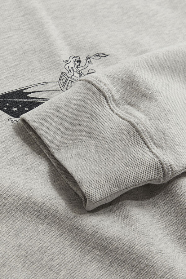 Açık Gri Relax Kalıp Bisiklet Yaka Erkek Sweatshirt 8