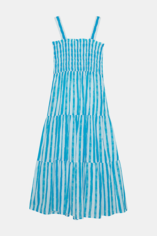 Blue Striped Maxi Women's Dress 4