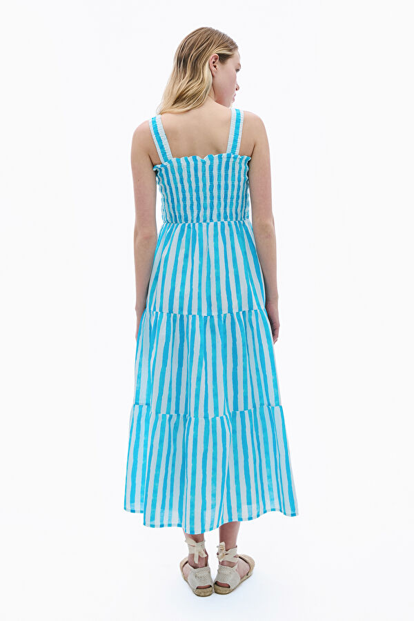 Blue Striped Maxi Women's Dress 2