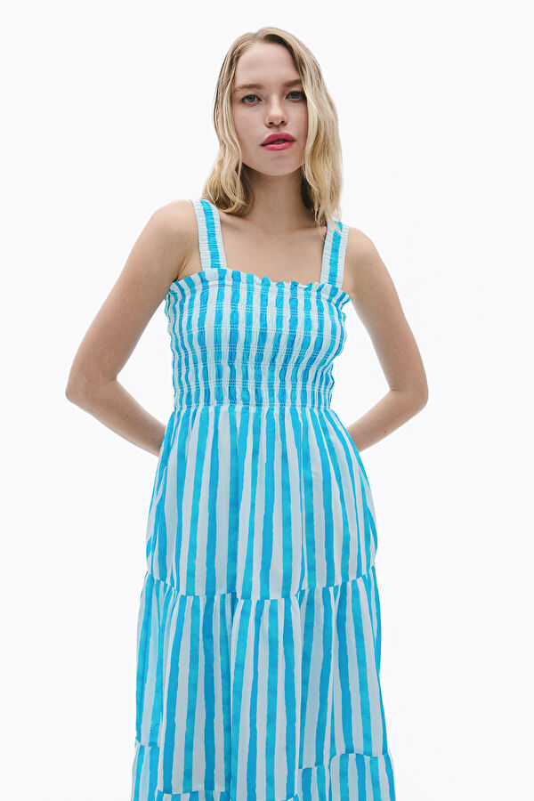 Blue Striped Maxi Women's Dress 3