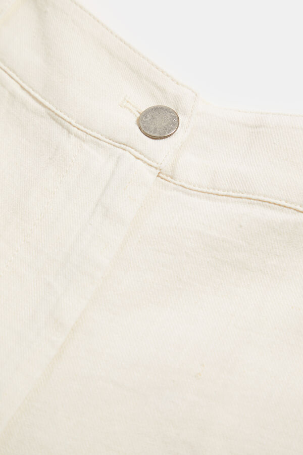 Ecru Straight Leg Cotton/Linen Women's Trousers 4