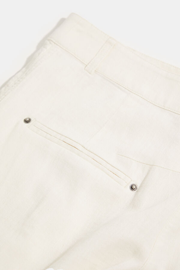 Ecru Straight Leg Cotton/Linen Women's Trousers 5
