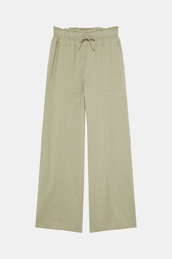 Grey Linen Straight Leg Women's Trousers