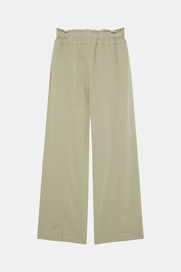 Grey Linen Straight Leg Women's Trousers 2