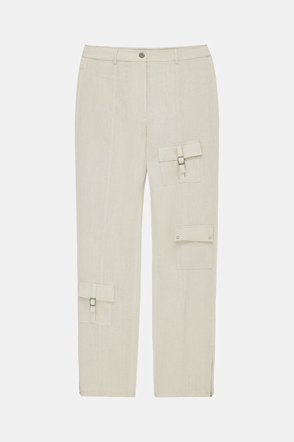 Mint Linen Straight Leg Women's Trousers
