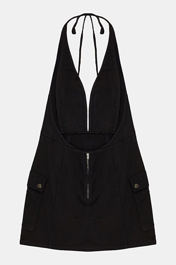 Black Cotton/Linen Women's Dress 4