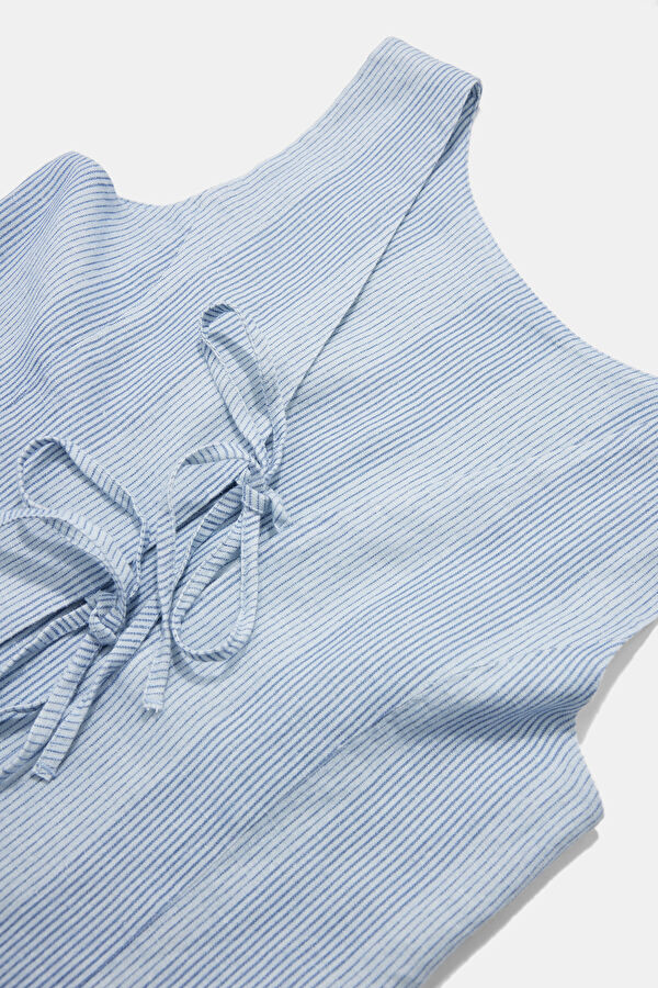 Navy Blue Linen Sleeveless Women's Blouse 5