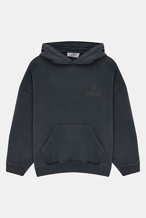 Black Relax Fit Hooded Men's Sweatshirt