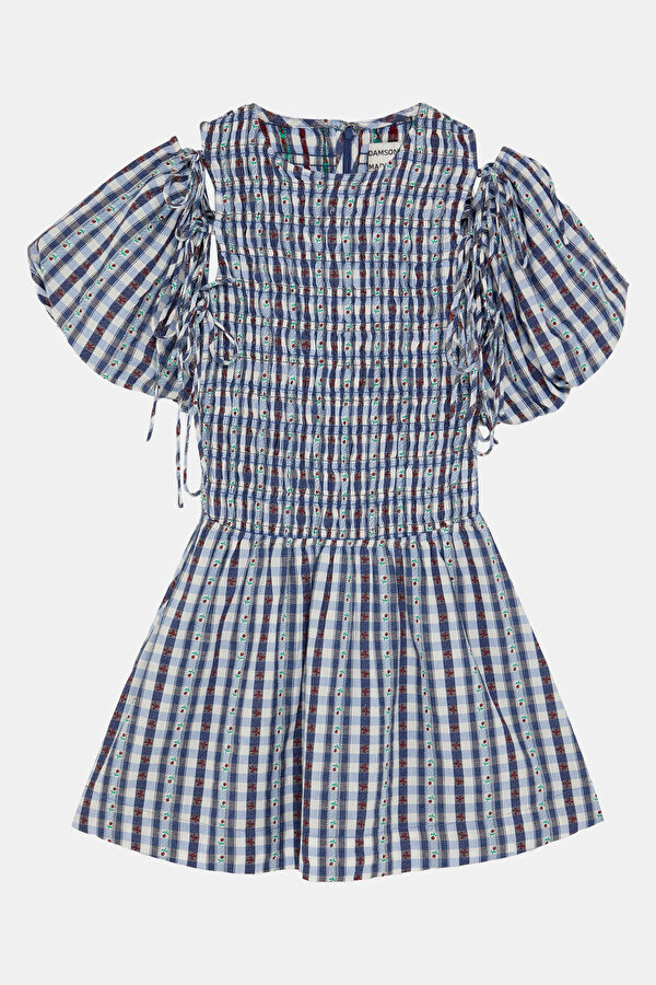 Navy Blue Patterned Mini Women's Dress