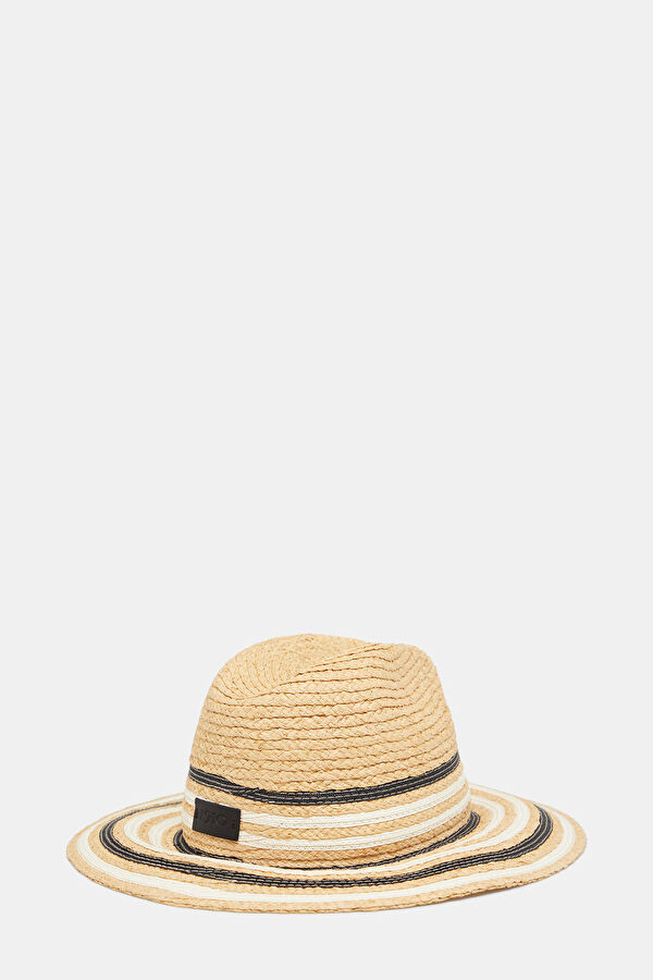 Beige Patterned Raffia Hat 2