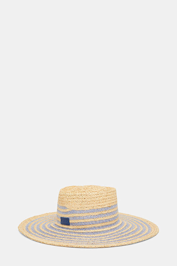 Beige Patterned Raffia Hat 2