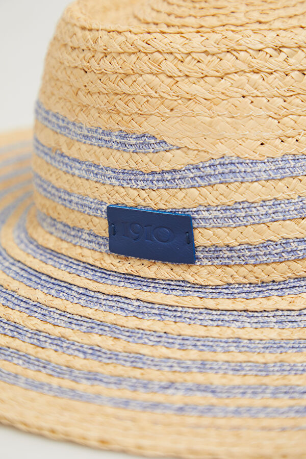 Beige Patterned Raffia Hat 3