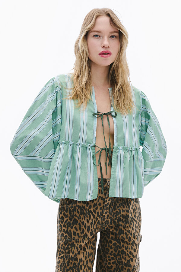 Green Patterned Women's Blouse