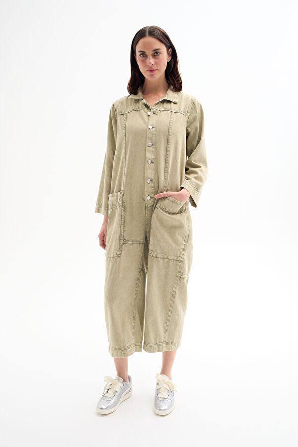 Khaki Denim Women's Jumpsuit