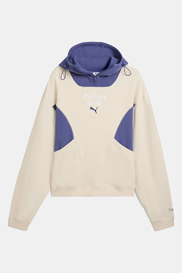 X Kidsuper Progressive Krem Kapuşonlu Kadın Sweatshirt