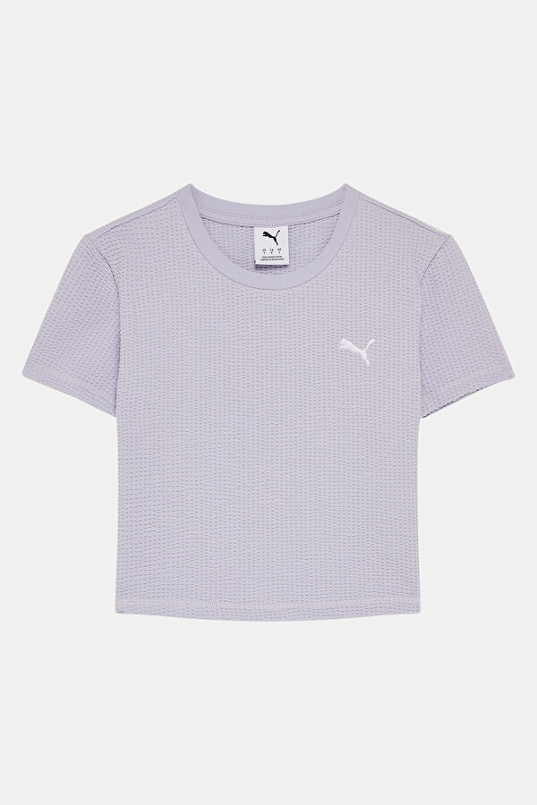Dar Kalıp Açık Mavi O Yaka Kadın T-Shirt