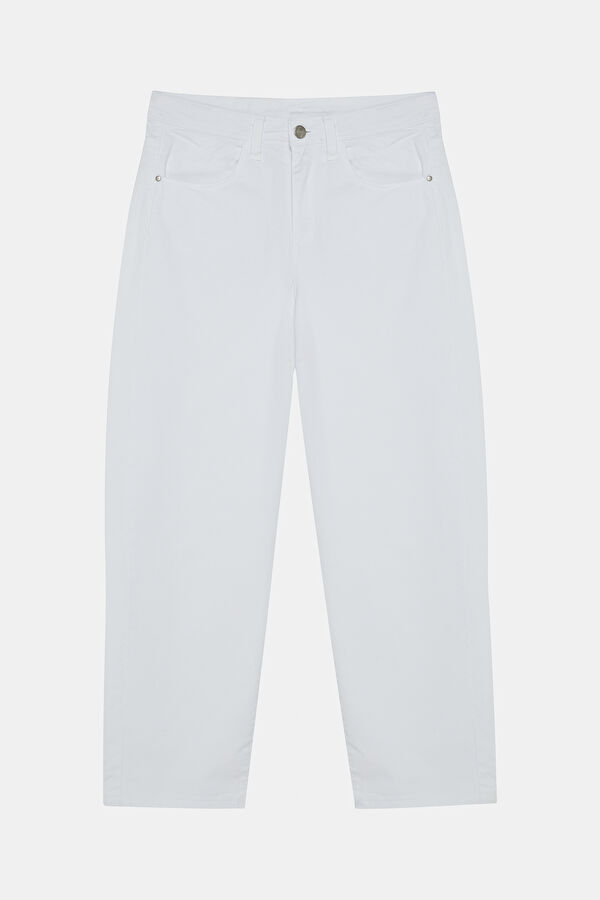 White Straight Leg Women's Trousers