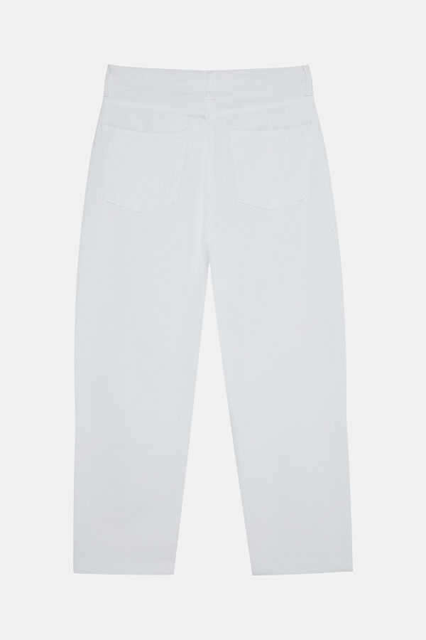 White Straight Leg Women's Trousers 2
