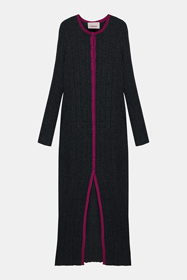 Multicolored Piped Knitted Women's Cardigan