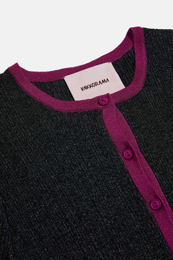 Multicolored Piped Knitted Women's Cardigan 3