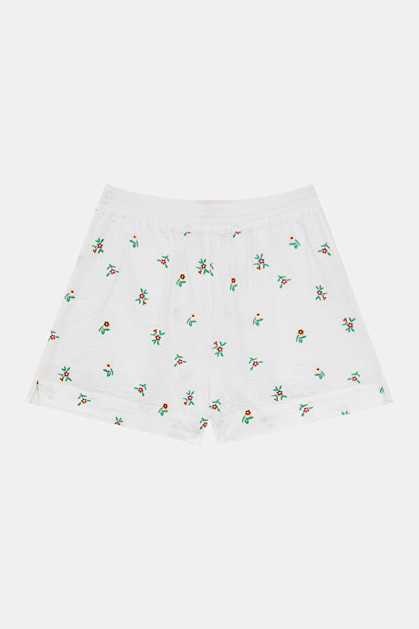 White Patterned Women's Shorts