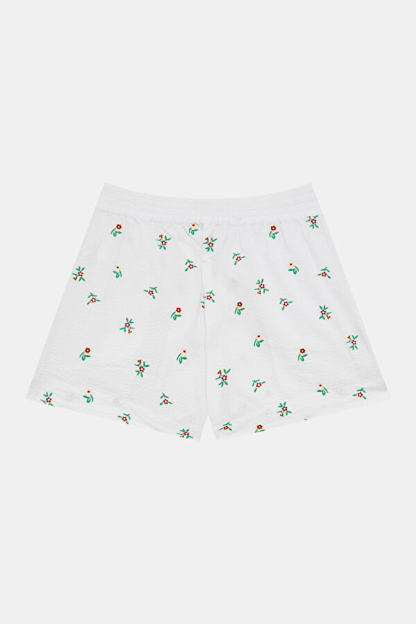 White Patterned Women's Shorts 2