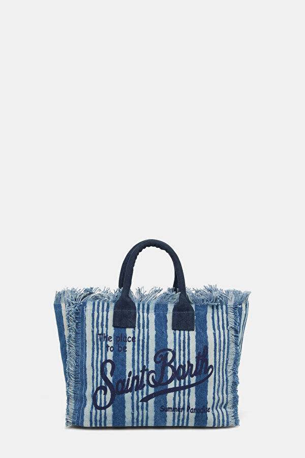 Cream and Navy Patterned Shoulder Bag