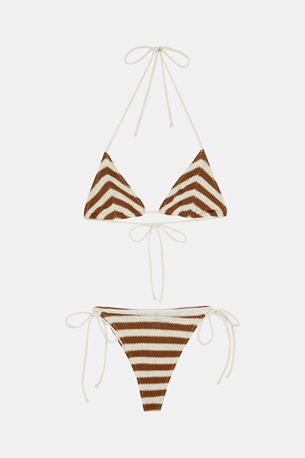 Krem Desenli Bikini