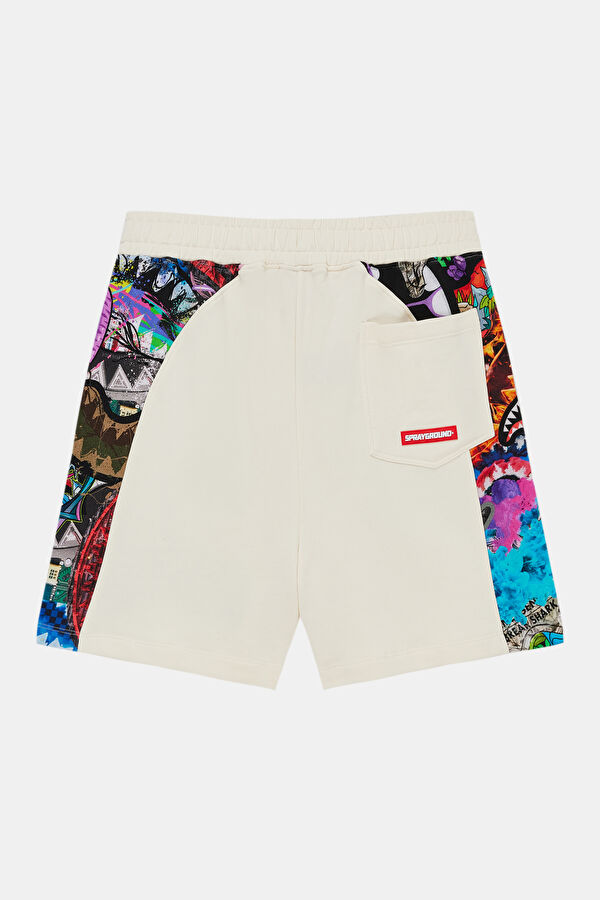 Cream Printed Men's Shorts 2