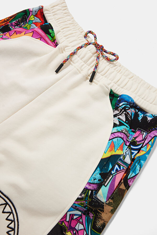 Cream Printed Men's Shorts 3