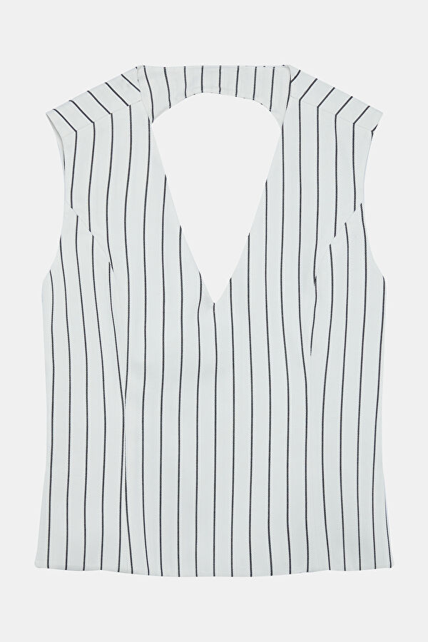 Multicolored Striped Sleeveless Women's Blouse