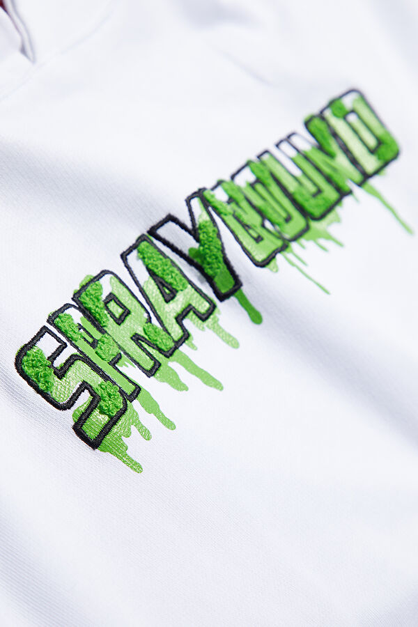 Beyaz Relax Kalıp Bisiklet Yaka Erkek Sweatshirt 4